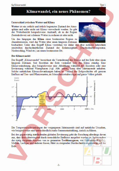 Arbeitsblatt: Klimawandel, Treibhauseffket - Geographie - Anderes Thema