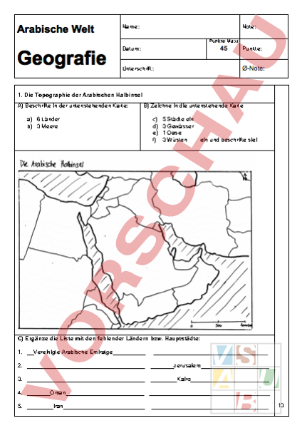 Karte der Oasen der Arabischen Halbinsel