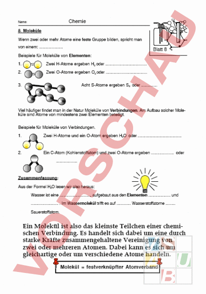 Arbeitsblatt: AB 8 - Chemie - Gemischte Themen