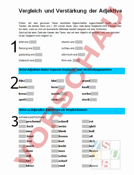 Arbeitsblatt: Vergleich Und Verstärkung Mit Adjektiven - Deutsch ...
