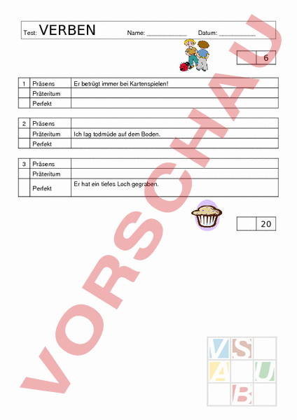Arbeitsblatt: Test Grammatische Zeiten Präs, Prät, Perf - Deutsch ...