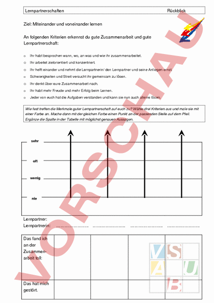 Arbeitsblatt: Lernpartnerschaften Beurteilen_ Sozialkompetenz ...