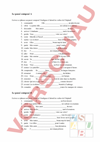 Arbeitsblatt Passé Composé Französisch Grammatik