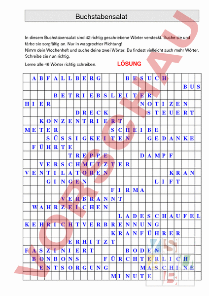 Arbeitsblatt: Buchstabensalat - Deutsch - Rechtschreibung