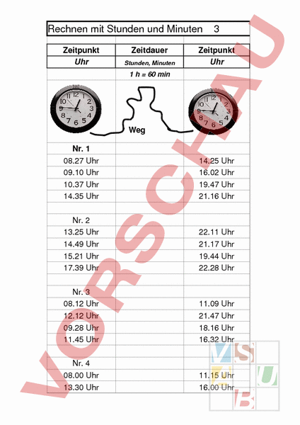 Arbeitsblatt: Zeit Und Uhr - Mathematik - Anderes Thema