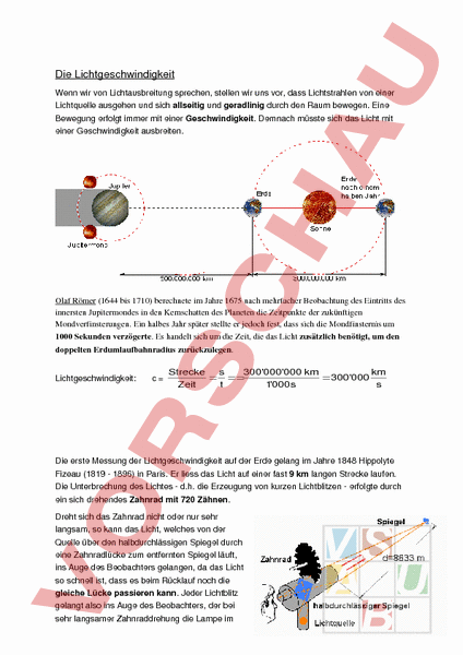 lichtgeschwindigkeit experiment kinder