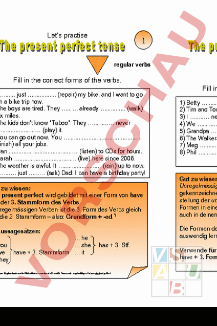 Arbeitsblatt: Present Perfect Theorie und Übungen - Englisch - Grammatik