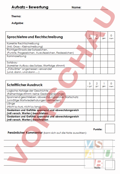 bewertungsbogen essay deutsch