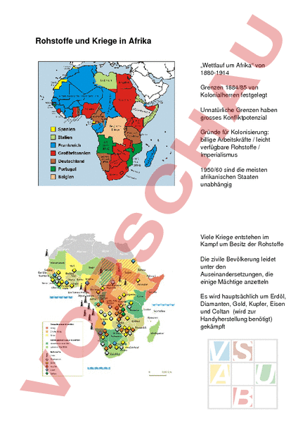 Arbeitsblatt Ursprung Konflikt Rohstoffe Geographie Afrika