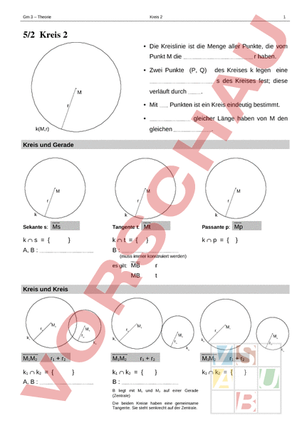 Arbeitsblatt: Kreis 2 - Geometrie - Anderes Thema