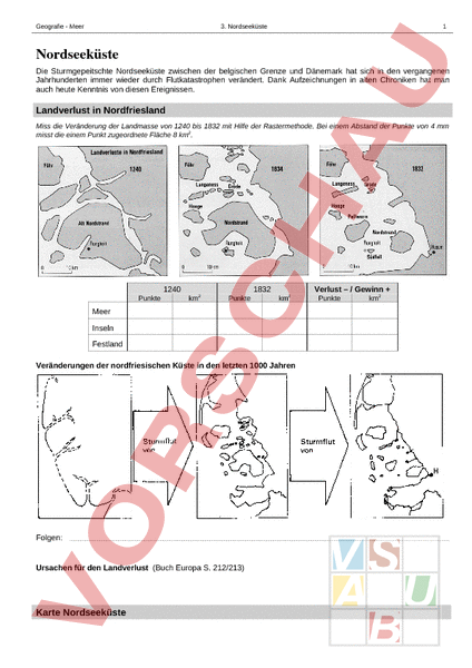 Arbeitsblatt: Nordseeküste - Geographie - Deutschland