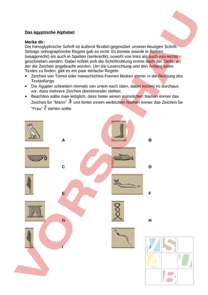 Arbeitsblatt Agyptisches Alphabet Geschichte Altertum