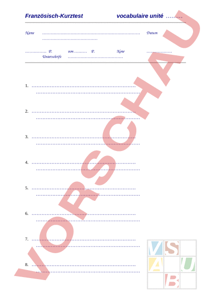 Arbeitsblatt: Voci-Test-Vorlage - Französisch - Texte ...