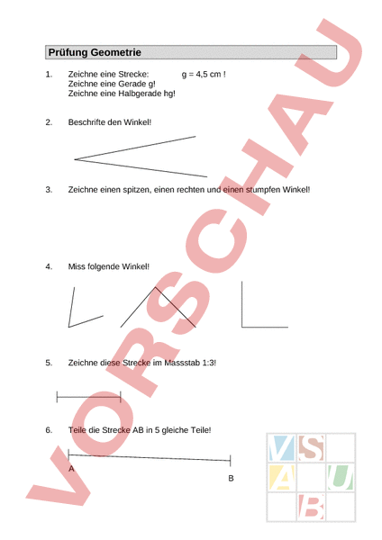 Arbeitsblatt Prüfung Geometrie Geometrie Gemischte Themen 1867