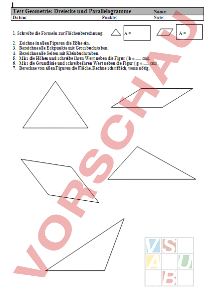 Arbeitsblatt: Test Dreiecke und Parallelogramme ...