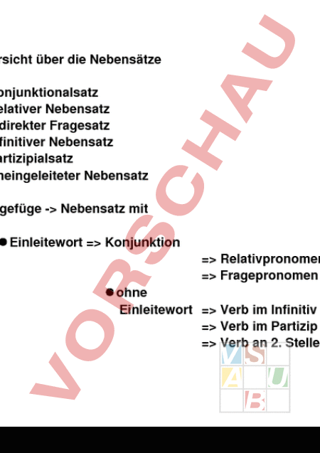 Arbeitsblatt Nebens Tze Deutsch Grammatik