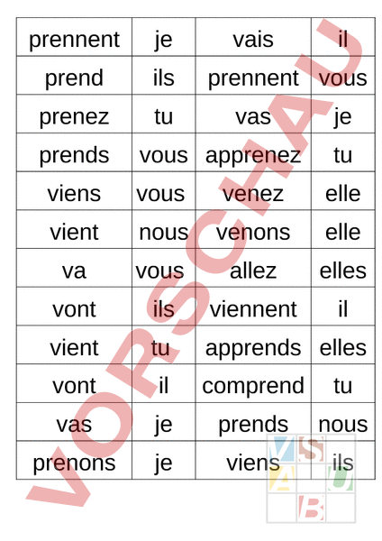 arbeitsblatt-konjugation-prendre-venir-aller-franz-sisch-grammatik