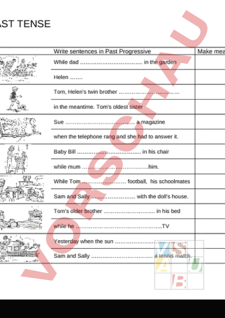 Arbeitsblatt Past Progressive Englisch Grammatik