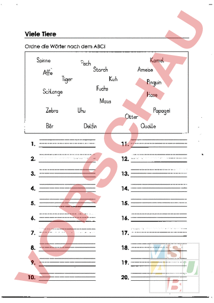 Arbeitsblatt: ABC - Deutsch - Grammatik