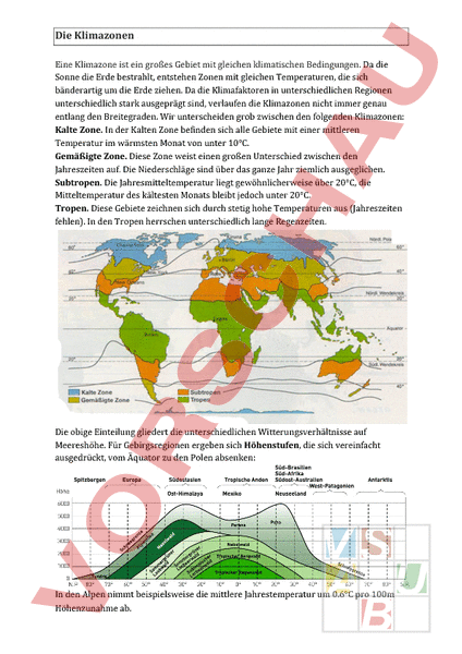 Arbeitsblatt: Klimazonen, Klimadiagramme - Geographie - Anderes Thema