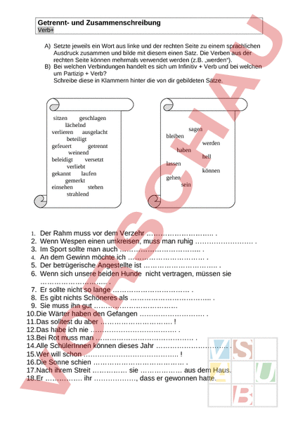 Arbeitsblatt: Getrennt- Und Zusammenschreibung - Deutsch - Rechtschreibung