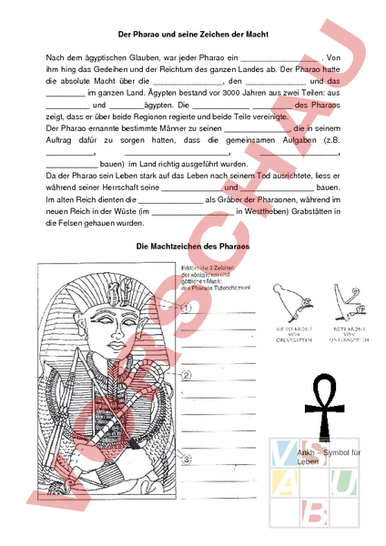 Arbeitsblatt Der Pharao Und Seine Zeichen Der Macht Geschichte Altertum