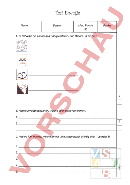 Arbeitsblatt Test Energie Physik Anderes Thema