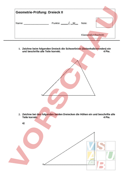 Arbeitsblatt H Hen Schwerlinien Im Dreieck Geometrie K Rper Figuren