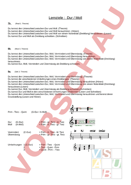 Arbeitsblatt Dur Und Moll Musik Musiktheorie Noten