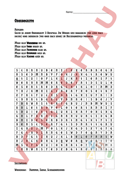 Arbeitsblatt Oberbegriffe Deutsch Wortschatz