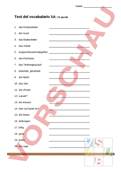 Arbeitsblatt Test Wörter Italienisch Wortschatz 1945