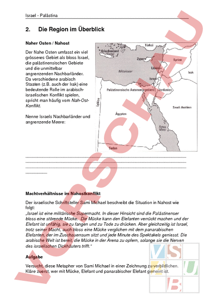 Arbeitsblatt: Nahostkonflikt - Geschichte - Neuzeit