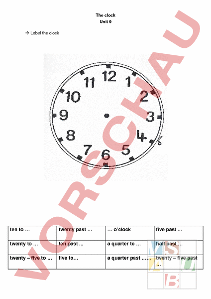 Arbeitsblatt: Uhrzeit - Englisch - Gemischte Themen