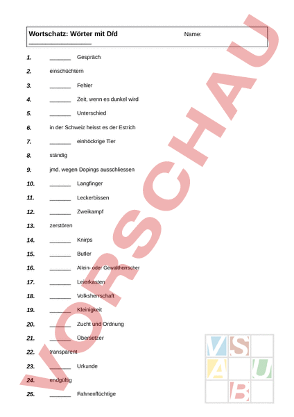 Arbeitsblatt: B-Wörter (Synonyme Mit B/b) - Deutsch - Wortschatz