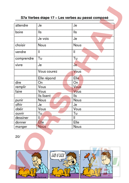 Arbeitsblatt: Verben étape 17 - Französisch - Grammatik