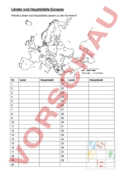 Spannende Arbeitsblatt Europa Länder Und Hauptstädte Bilder