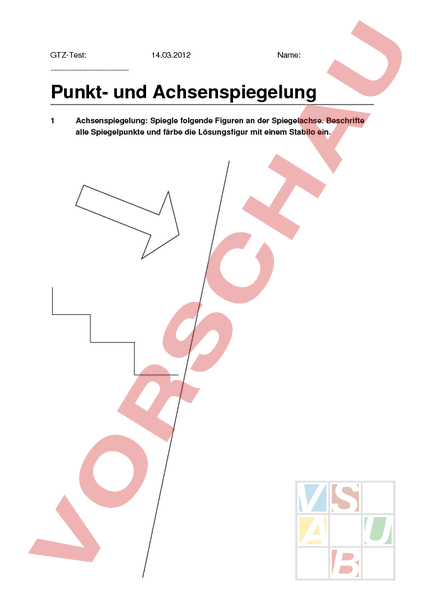 Arbeitsblatt: Test Achsen- Und Punktspiegelung - Geometrie - Spieglen