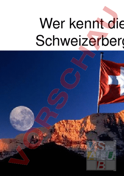 Arbeitsblatt: Schweizer Geografie - Geographie - Schweiz