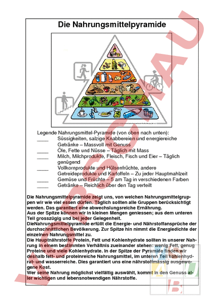 Ernaehrungspyramide Arbeitsblatt