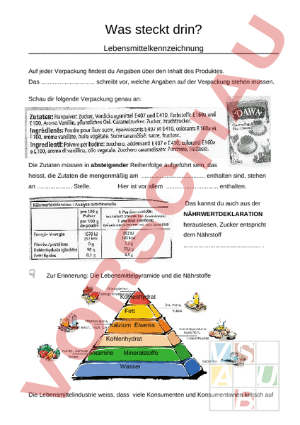Arbeitsblatt: Was Steckt Drin? - Wirtschaft, Arbeit, Haushalt - Anderes ...