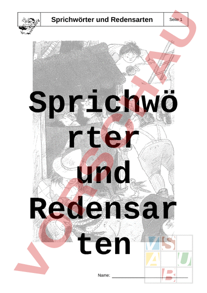 Arbeitsblatt: Sprichwörter Und Redensarten - Deutsch - Wortschatz