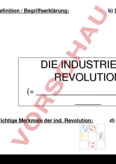 Arbeitsblatt: Industrialisierung Mind Map - Geschichte - Neuzeit