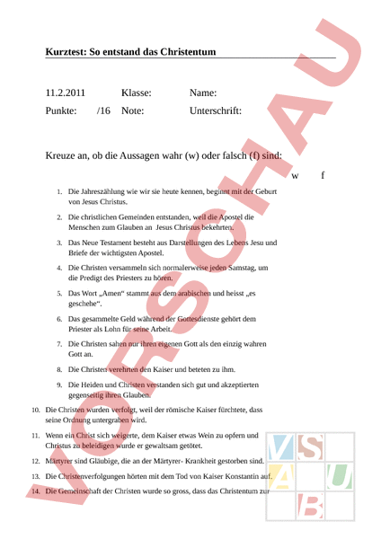 Arbeitsblatt: So Entstand Das Christentum Multiple Choice - Geschichte ...