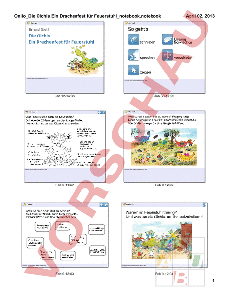 Olchis Unterrichtsmaterial
 Arbeitsblatt Die Olchis Ein Drachenfest für Feuerstuhl Deutsch