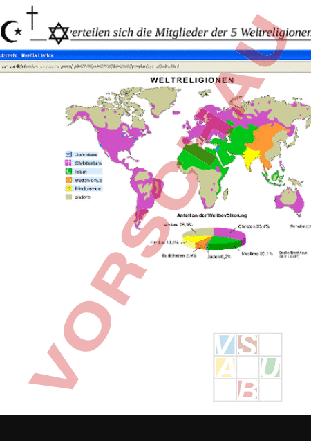 Arbeitsblatt: Prozentanteile Weltreligionen - Lebenskunde ...