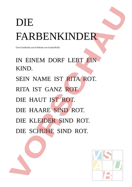 Lesen Mit Großbuchstaben Arbeitsblätter
 Arbeitsblatt Die Farbenkinder in Grossbuchstaben Deutsch Erstlesen