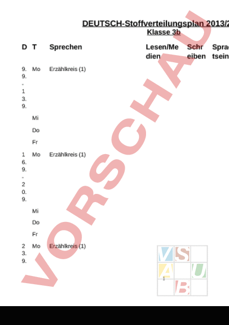 Arbeitsblatt: Deutsch Stoffverteilungsplan Blanko GS - Deutsch ...