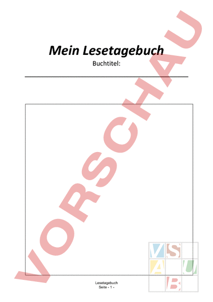 Arbeitsblatt Lesetagebuch Deutsch Leseförderung Literatur 