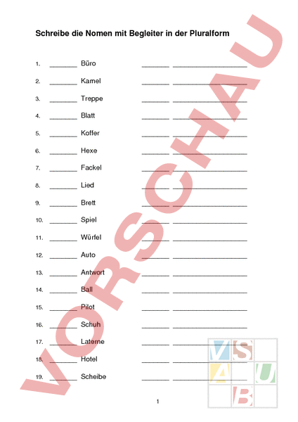 homework plural deutsch