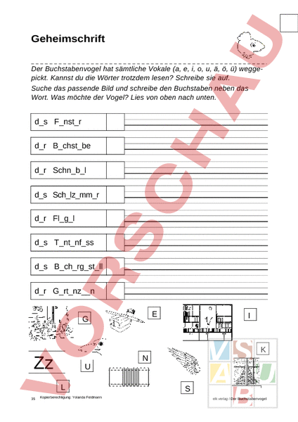 Arbeitsblatt Arbeitsblatter Zum Buchstabenvogel Deutsch Erstlesen